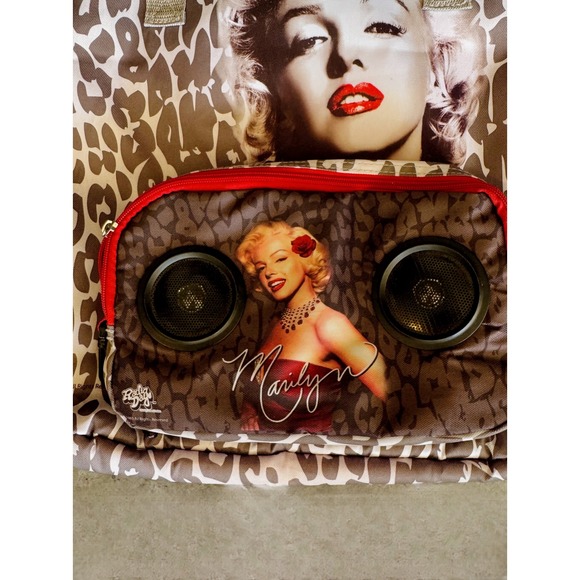 Radio Days Marilyn Monroe Large Tote Bag Leopard Print‎ Speakers 1995 Vintage - Picture 2 of 9